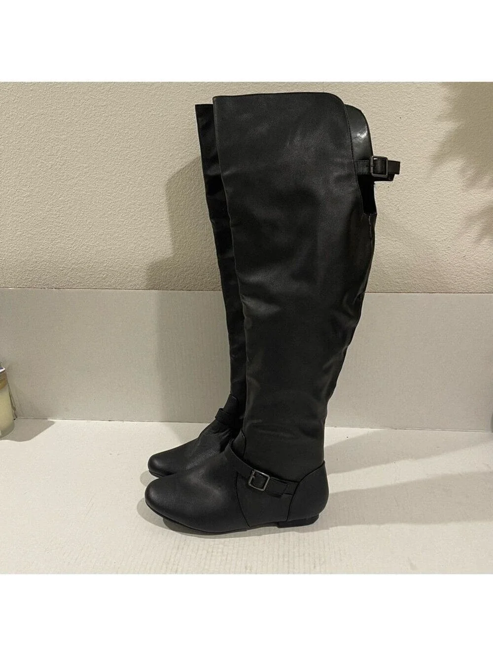 Women’s Journee Collection Black Over-the-Knee Boots Faux Leather Size 7.5 US!